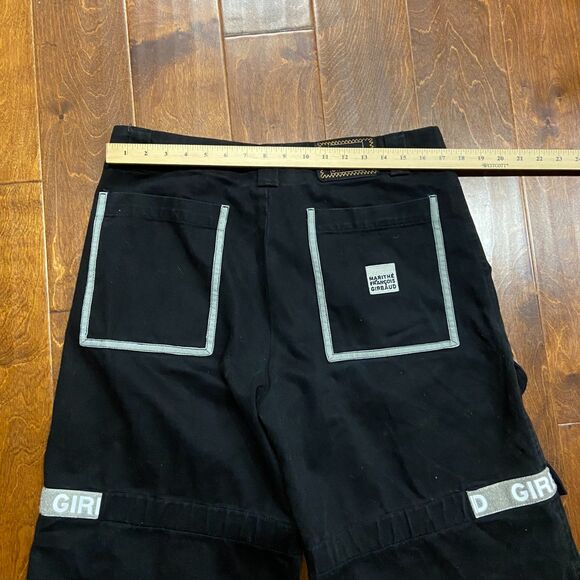 Marithe Francois Girbaud Vintage Strap Black Grey Jorts Denim Shorts Mens 34 - Picture 8 of 9